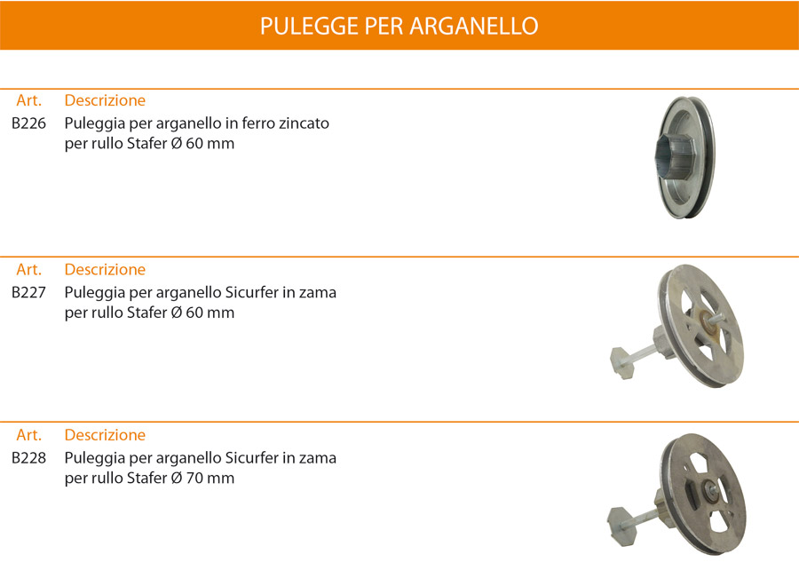 Pulegge per arganello