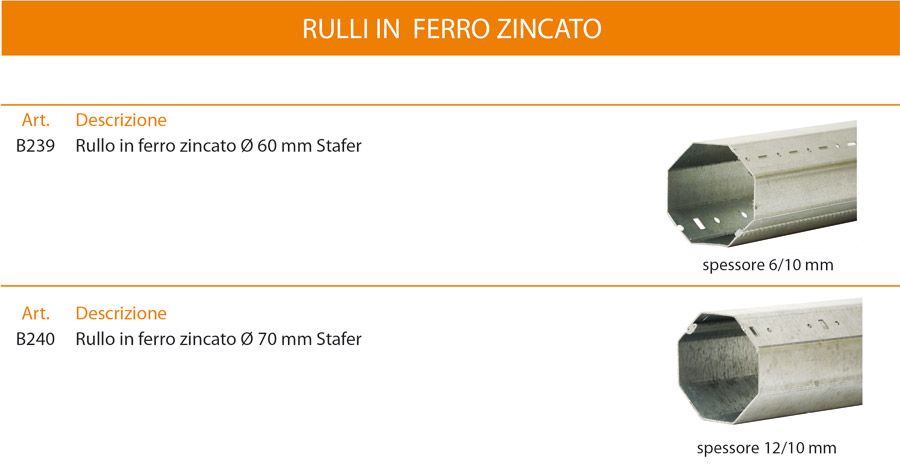 Rulli in ferro zincato